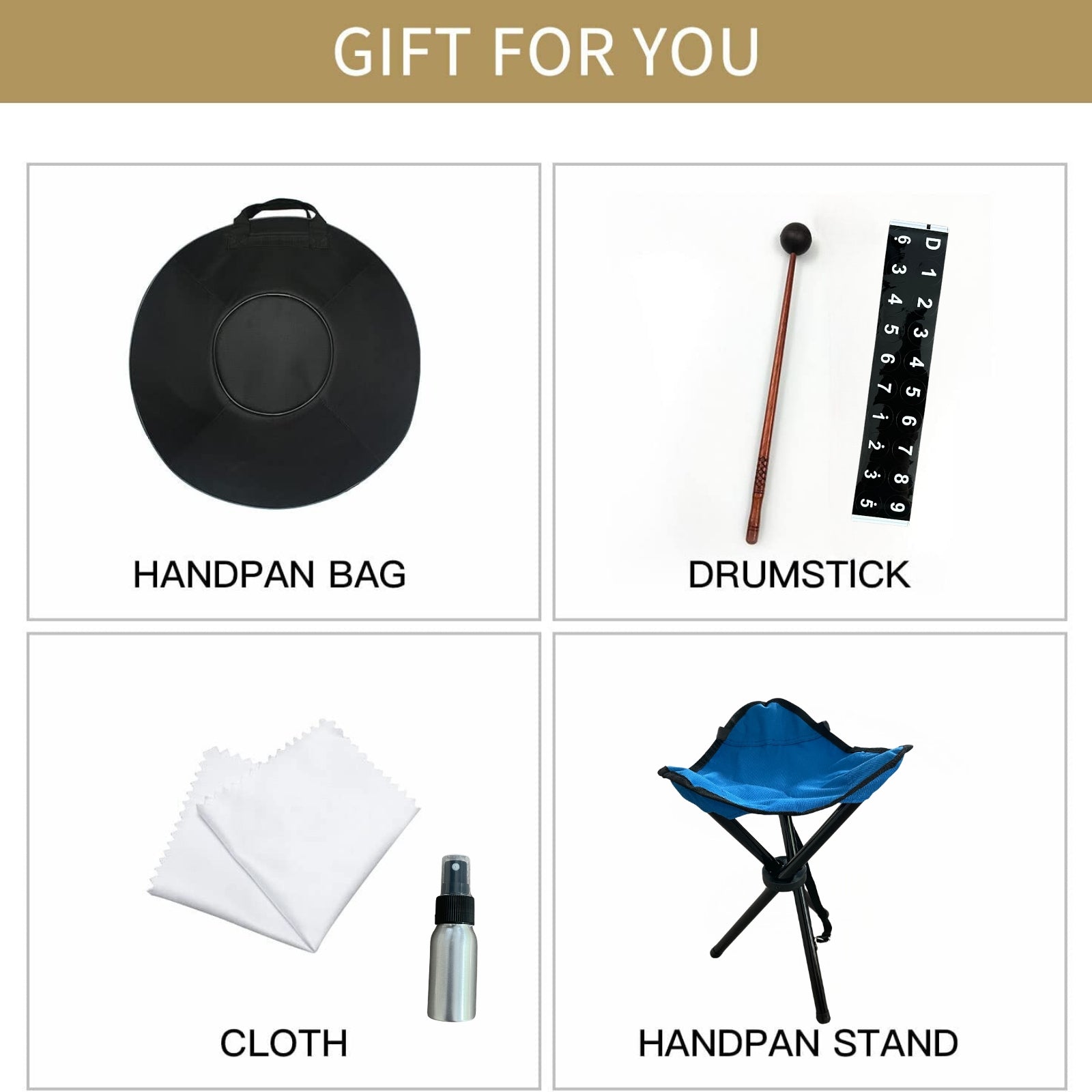 Jam Music 9 Notes Handpan 22' Inch Steel Hand Drum In Minor D 440Hz - Gold