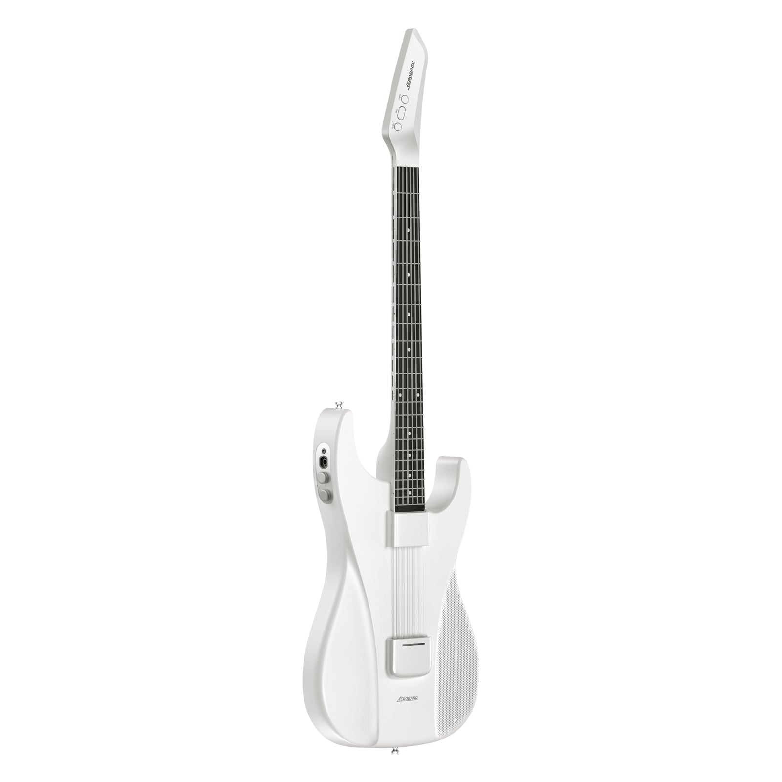 AeroBand White electric guitar on a white background - Side