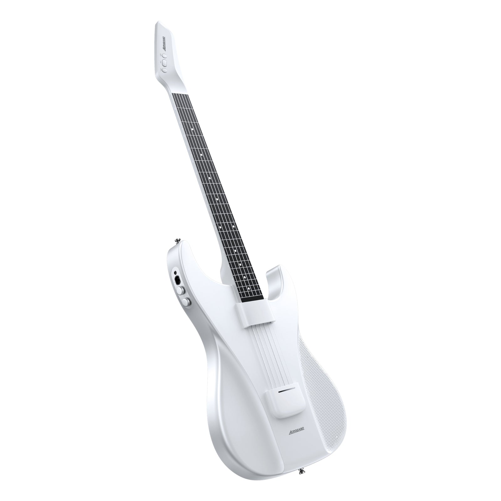 AeroBand White electric guitar on a white background - Left side