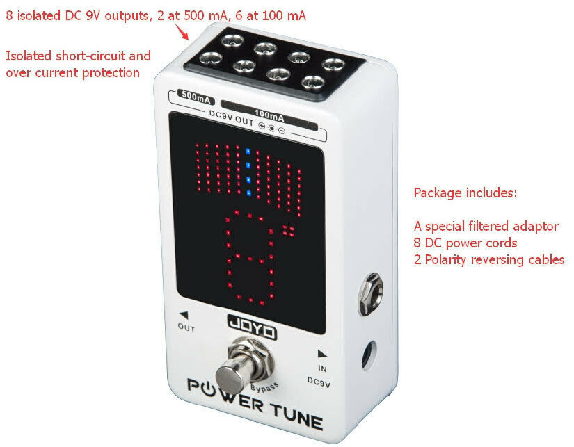 Joyo JF18R Power Tune Guitar Pedal Tuner & Multi-Output Power Supply