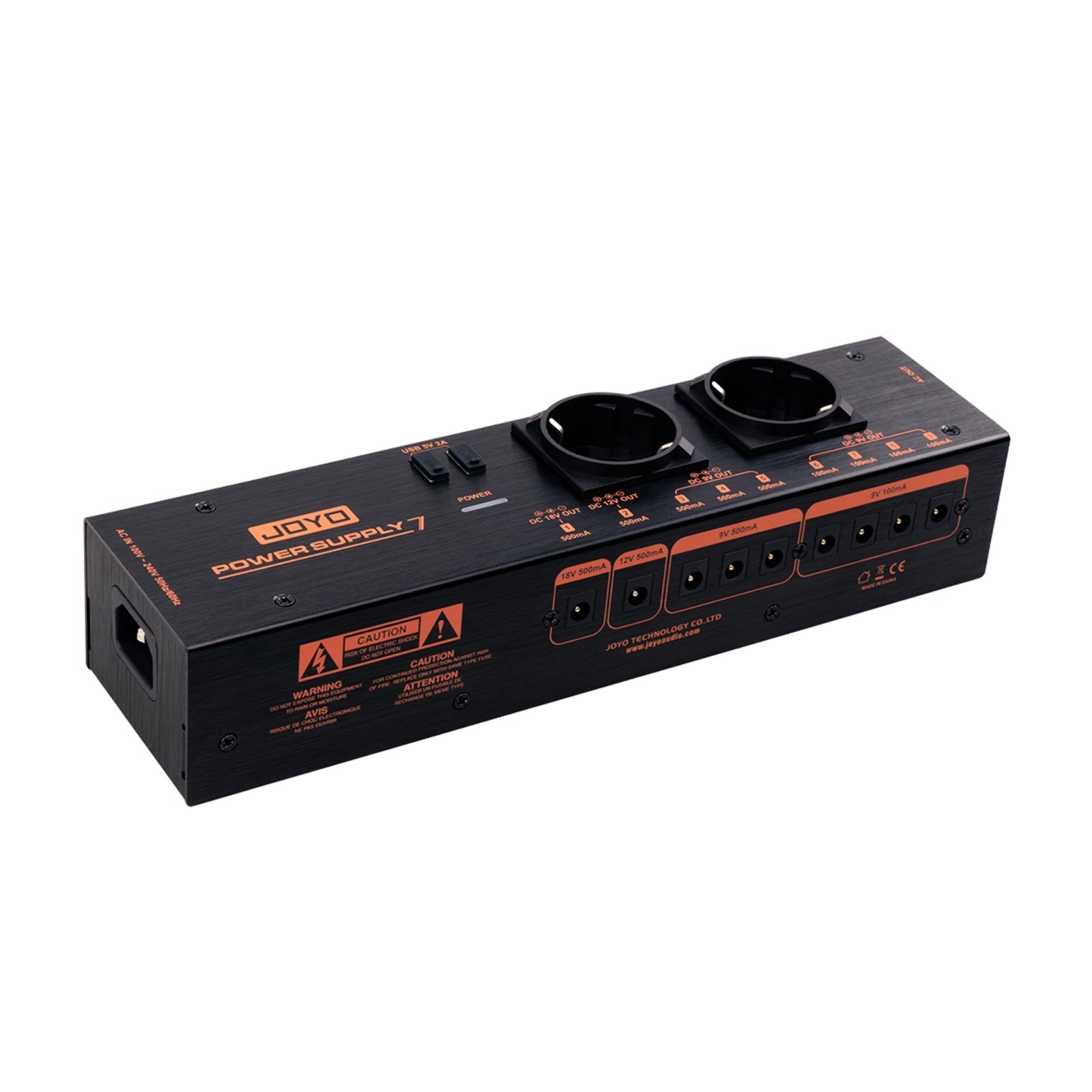Joyo JP-07 Black power supply unit with multiple power sockets outputs for guitar effects pedals