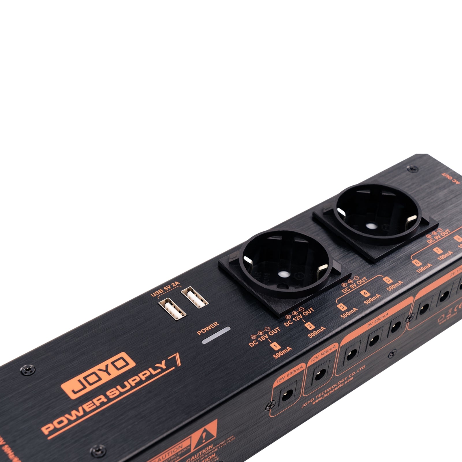 Joyo JP-07 Black power supply unit with multiple power sockets outputs for guitar effects pedals top