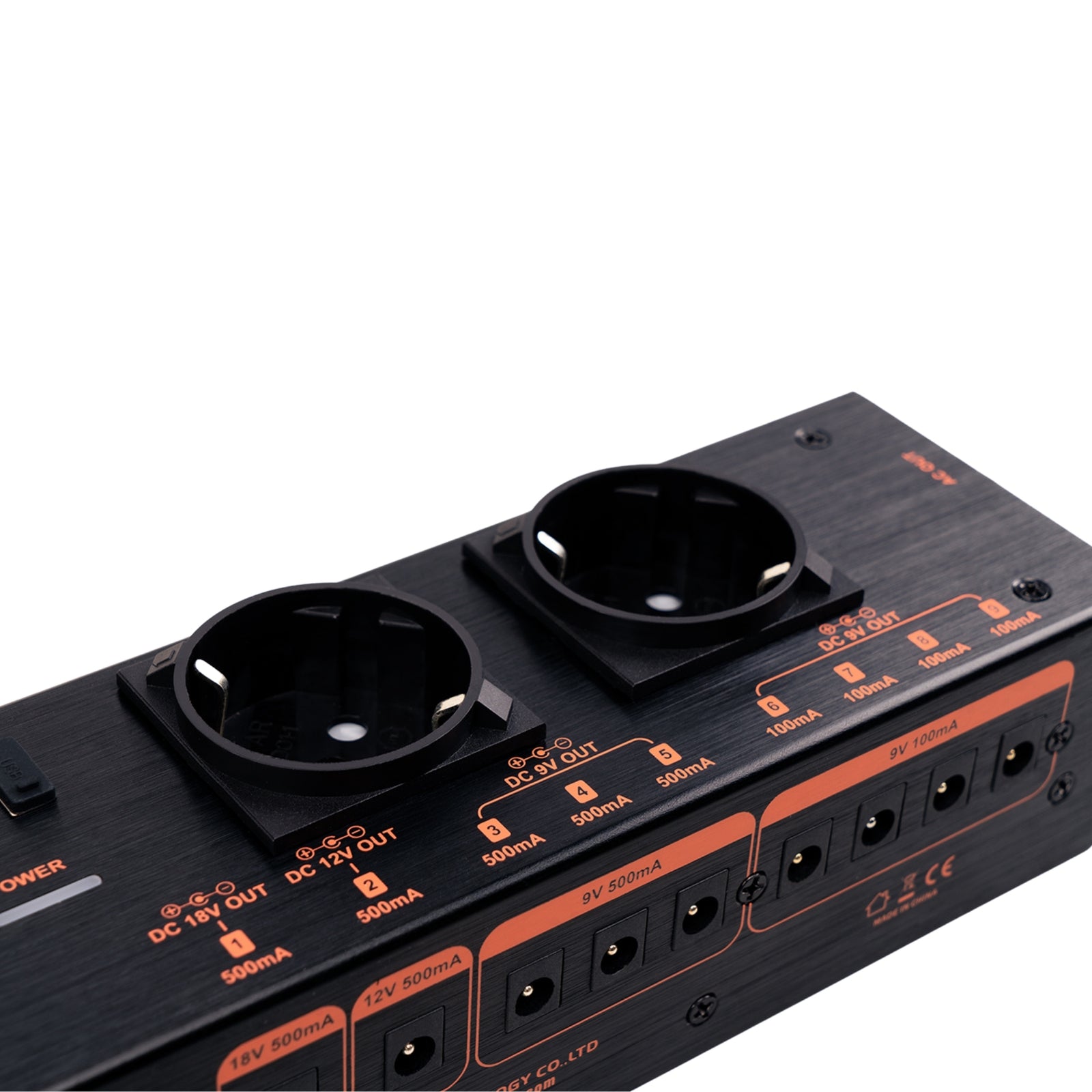 Joyo JP-07 Black power supply unit with multiple power sockets outputs for guitar effects pedals right middle