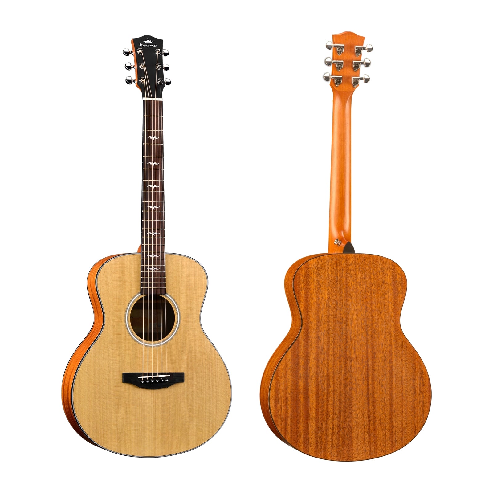 Kepma FS36 36 Inch Acoustic Guitar Solid Top Travel Size OM Guitar with Gig Bag