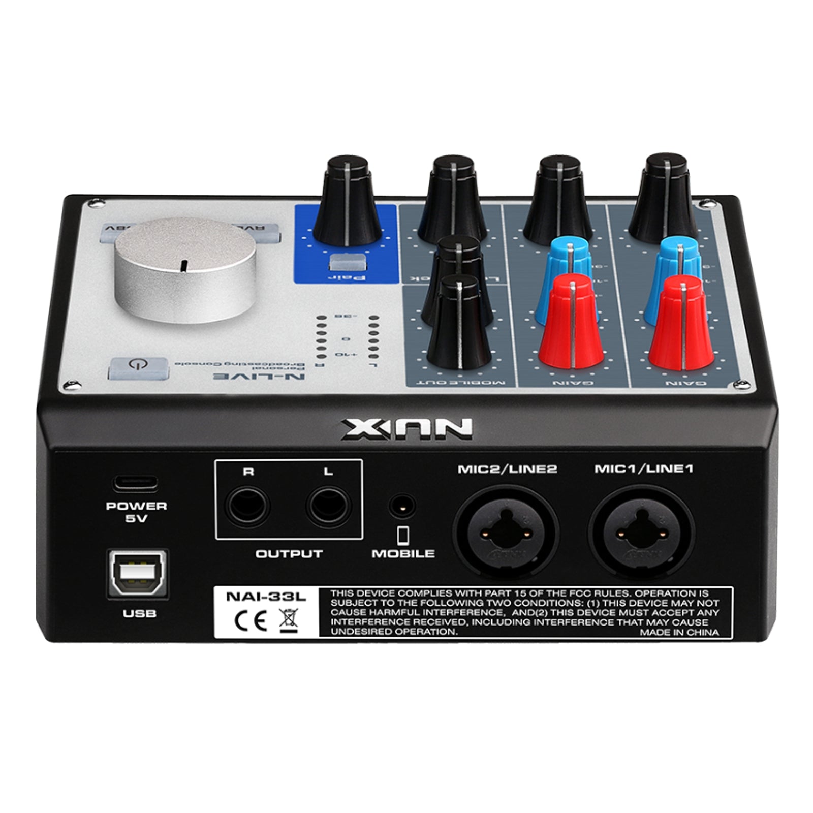 NUX N-LIVE USB Audio Interface & Live Streaming Mixer 6 Inputs, 4 Outputs, Bluetooth, Class-A Preamps