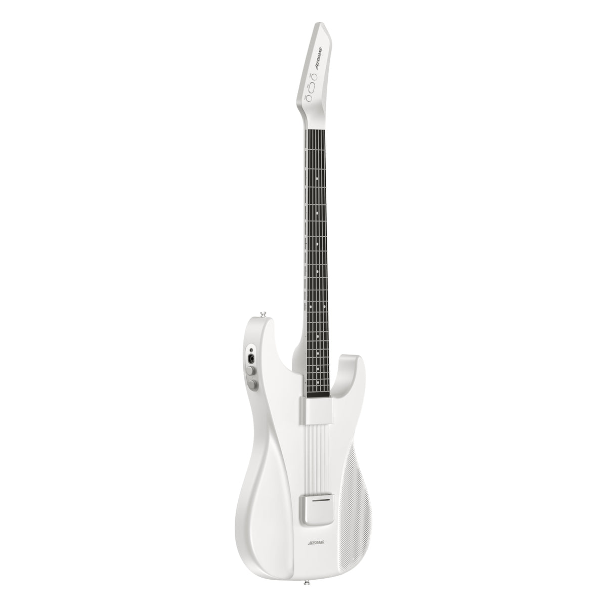 AeroBand White electric guitar on a white background - Side