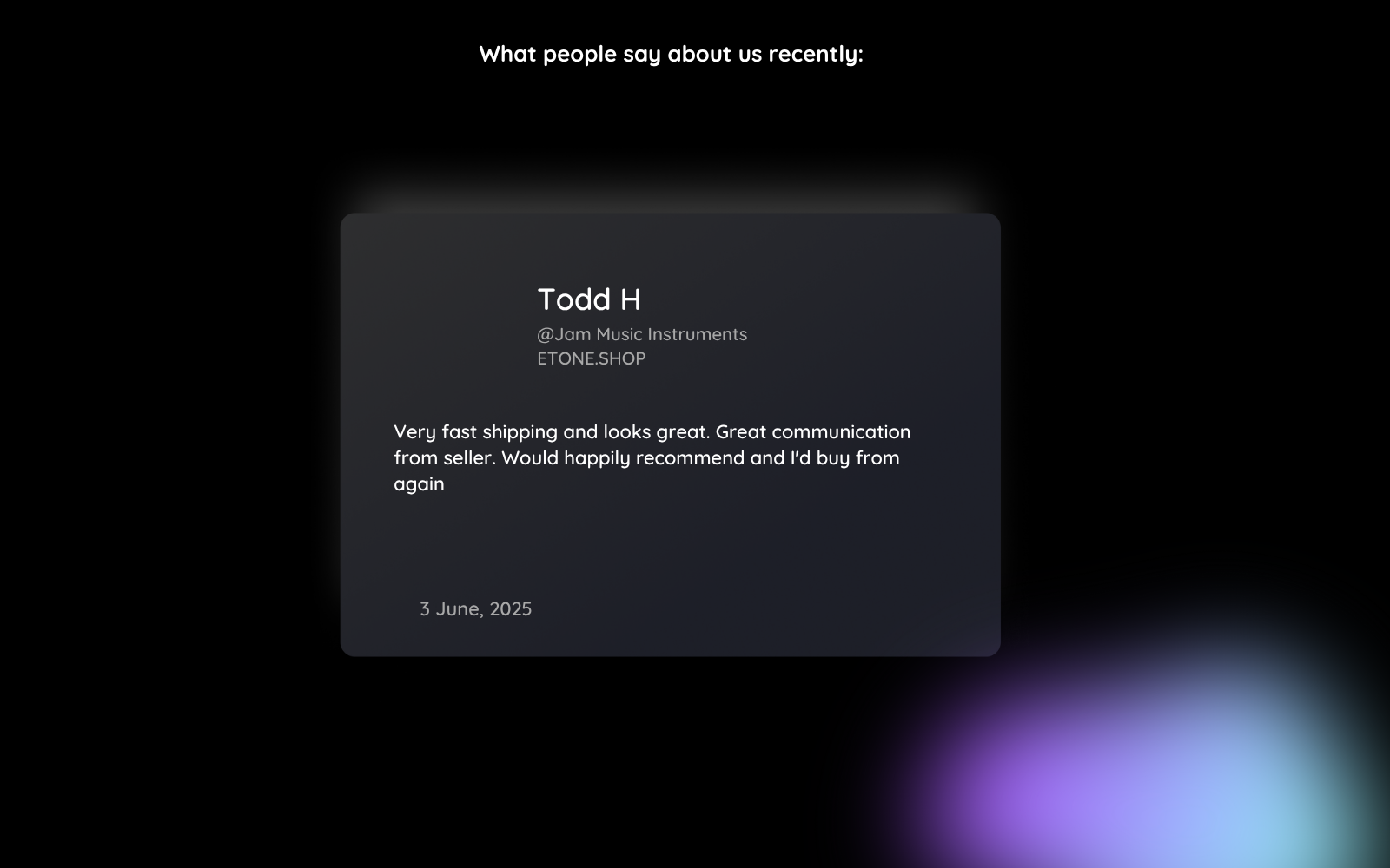 Customer Testimonials Slide P1 - ETONE.SHOP