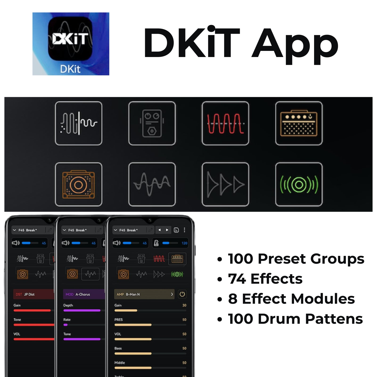 pedal app DK iE-550 Guitar Effects Pedal Amp Modelling IR Cabinets Looper& App