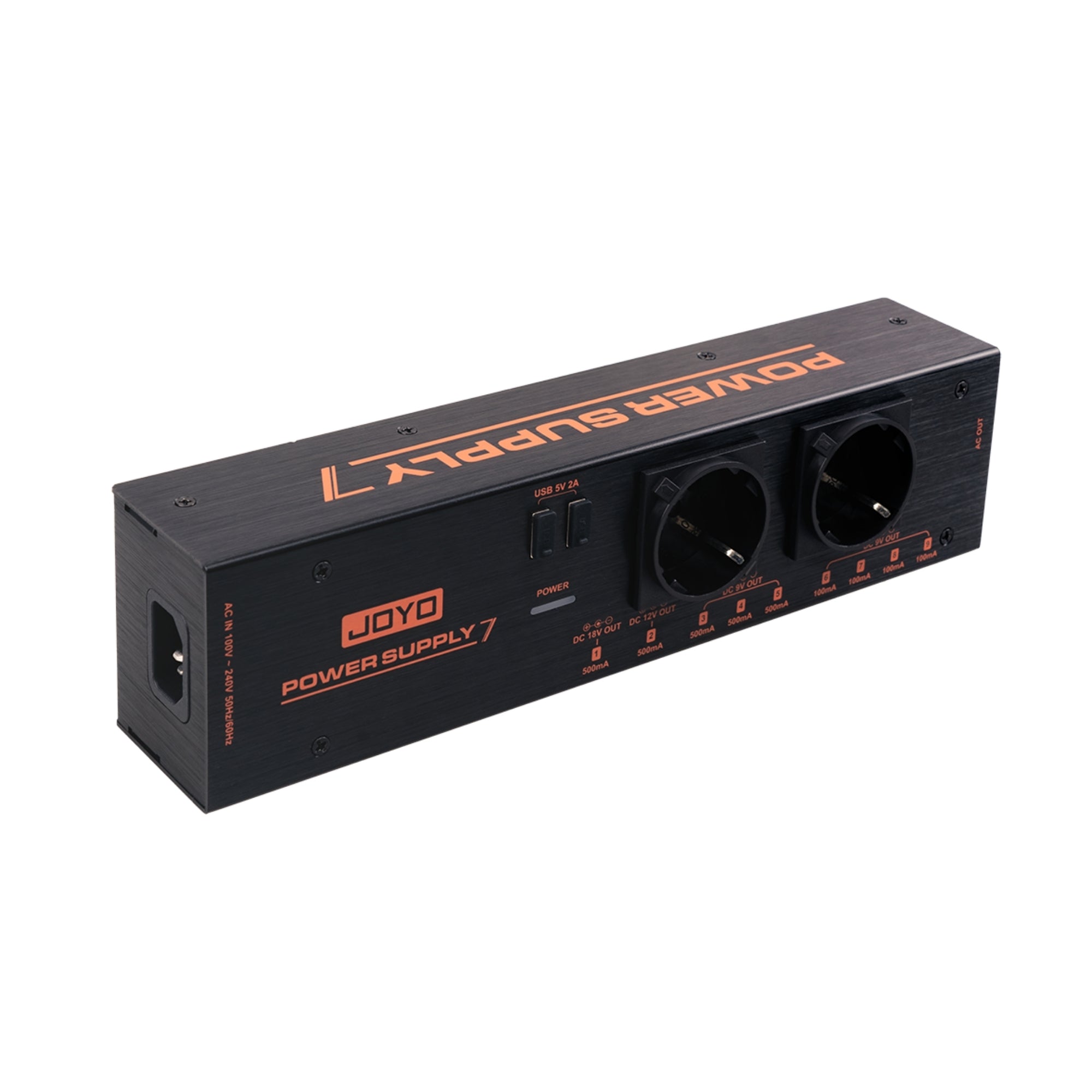 Joyo JP-07 Black power supply unit with multiple power sockets outputs for guitar effects pedals up/dowm