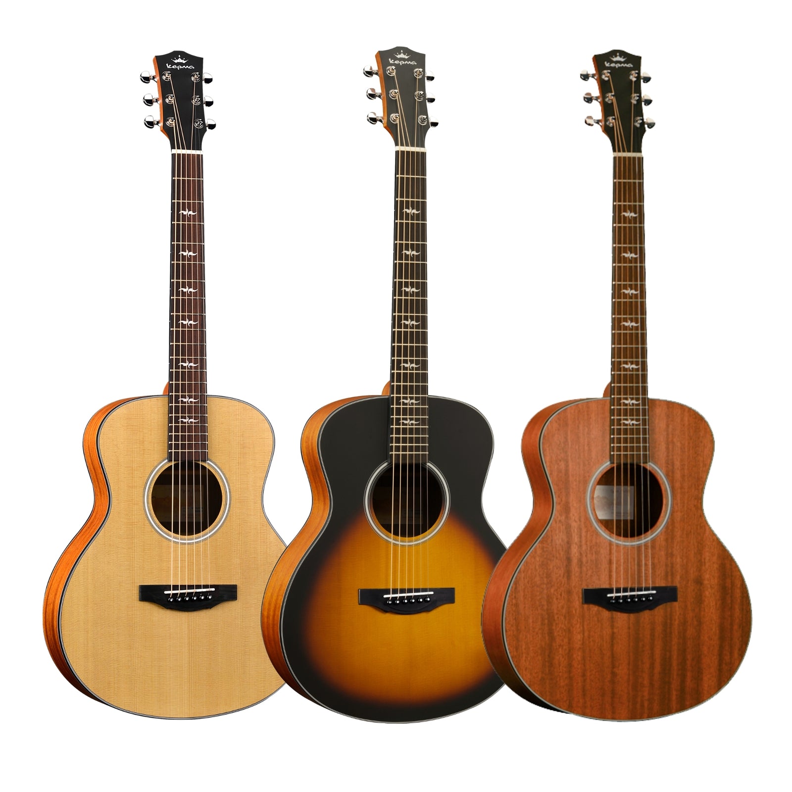 Kepma FS36 36 Inch Acoustic Guitar Solid Top Travel Size OM Guitar with Gig Bag