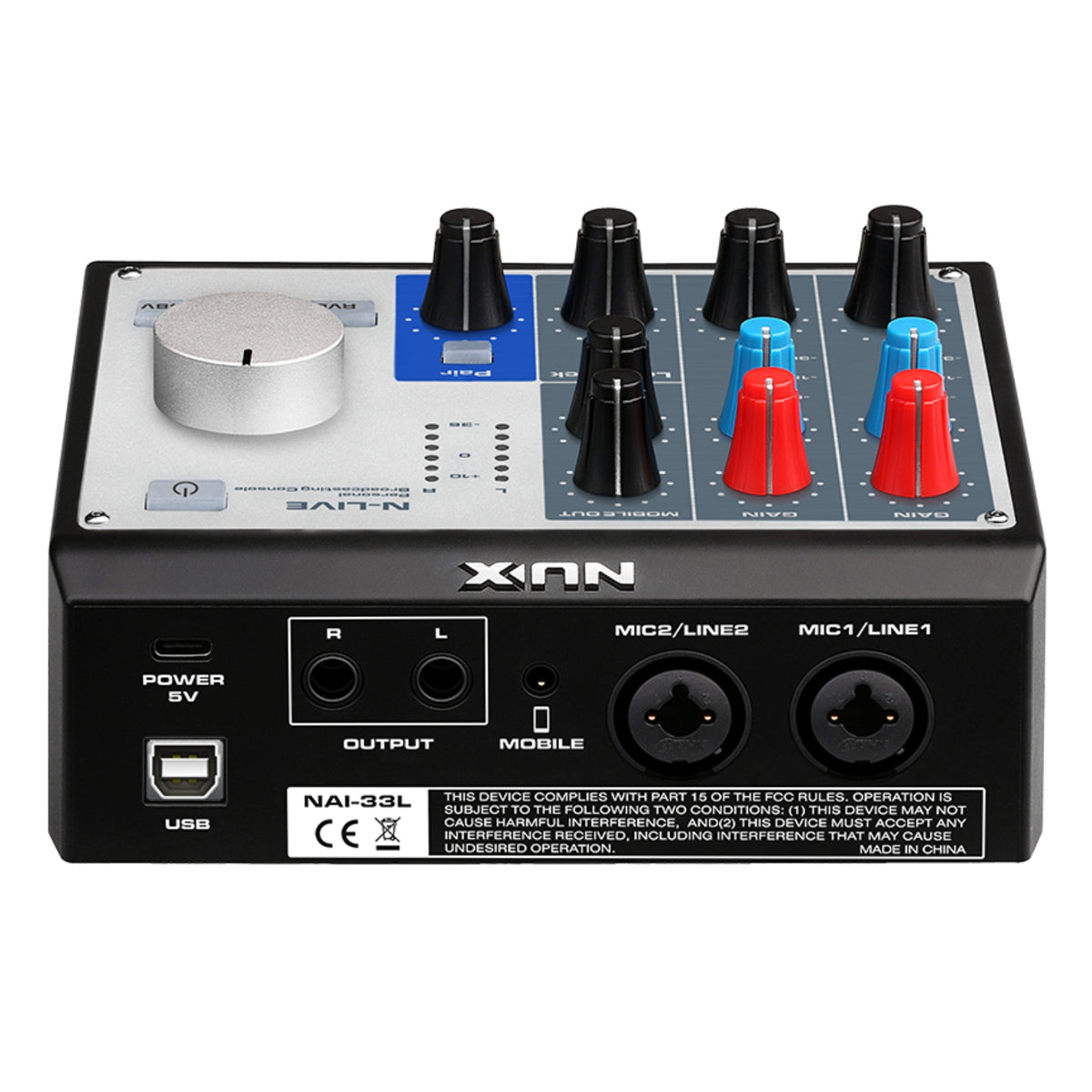 NUX N-LIVE USB Audio Interface & Live Streaming Mixer 6 Inputs, 4 Outputs, Bluetooth, Class-A Preamps