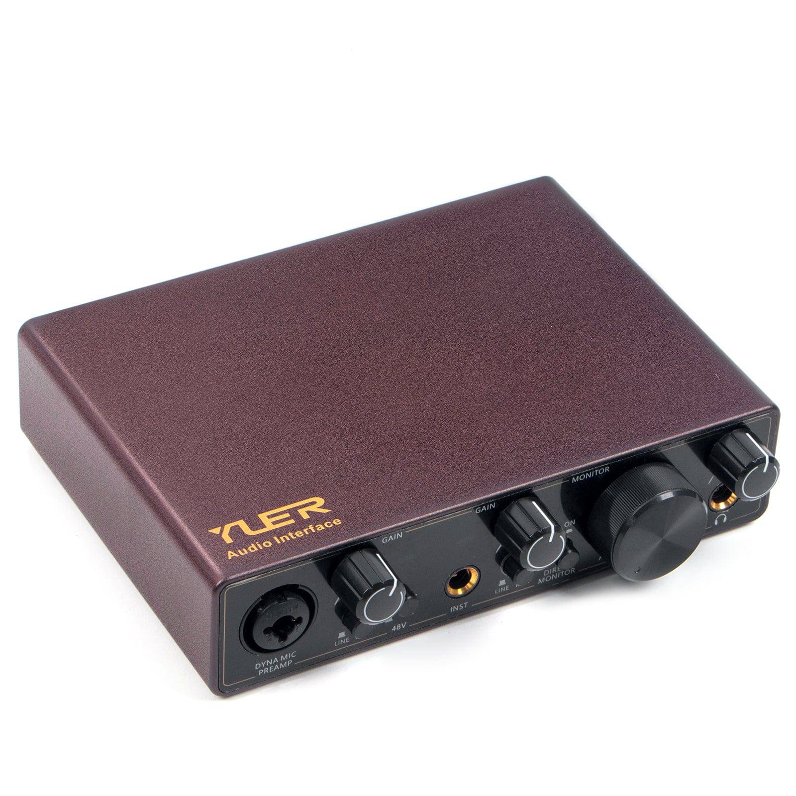 YUER USB Audio Interface 2-in/2-out External Sound Interface 48V Phantom Power