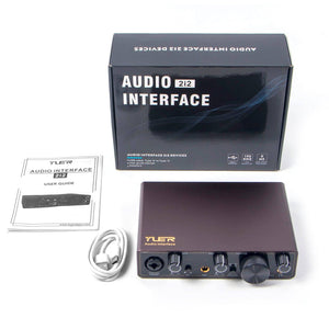 YUER USB Audio Interface 2-in/2-out External Sound Interface 48V Phantom Power